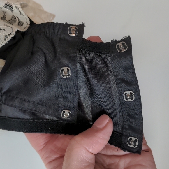 𝅺Vintage Union Ilgwu Teddy Lingerie Flair Lace Ruffle Black - Picture 5 of 10